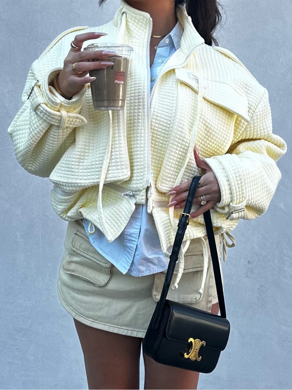 My mum made it Quilted Adjustable Jacket in Soft Cream Yellow